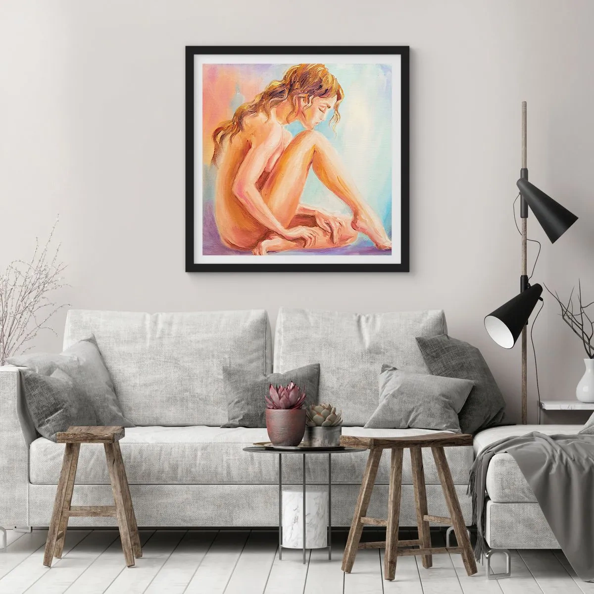 Poster in einem schwarzem Rahmen - Akt der Jugend - 40x40 cm