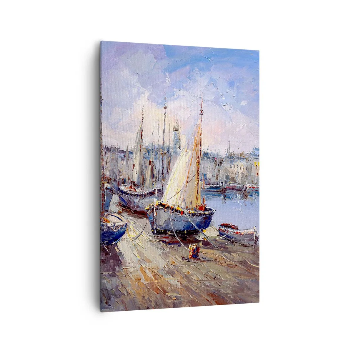 Bild auf Leinwand - Leinwandbild - Stadt an der Bucht - 80x120 cm