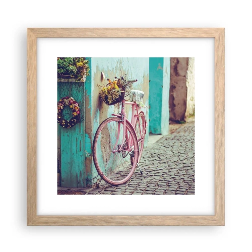 Poster in einem Rahmen aus heller Eiche - Ich komme gleich wieder - 30x30 cm