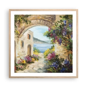 Poster in einem Rahmen aus heller Eiche - Charme einer Küstenprovinz - 60x60 cm