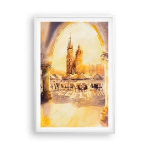 Poster in einem weißen Rahmen - Östlich über dem Krakauer Marktplatz - 61x91 cm