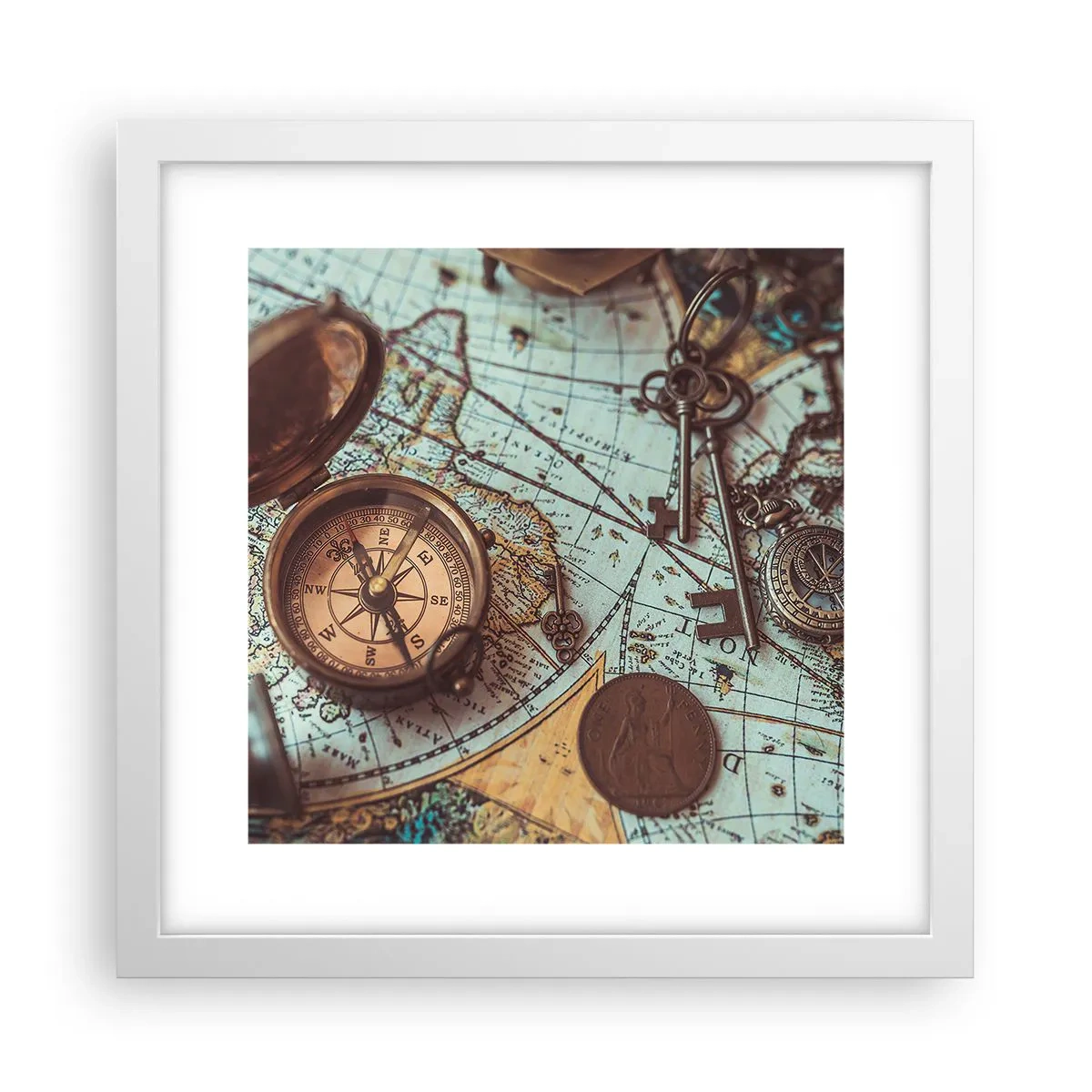 Poster in einem weißen Rahmen - Für den Abenteurer - 30x30 cm