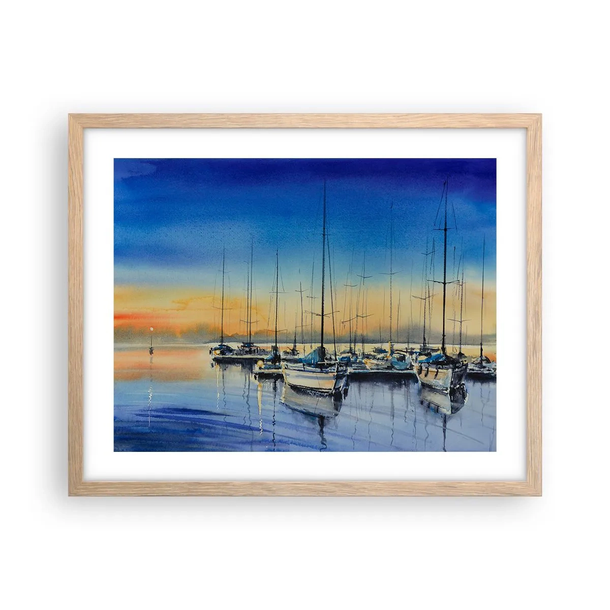 Poster in einem Rahmen aus heller Eiche - Ende eines guten Tages - 50x40 cm