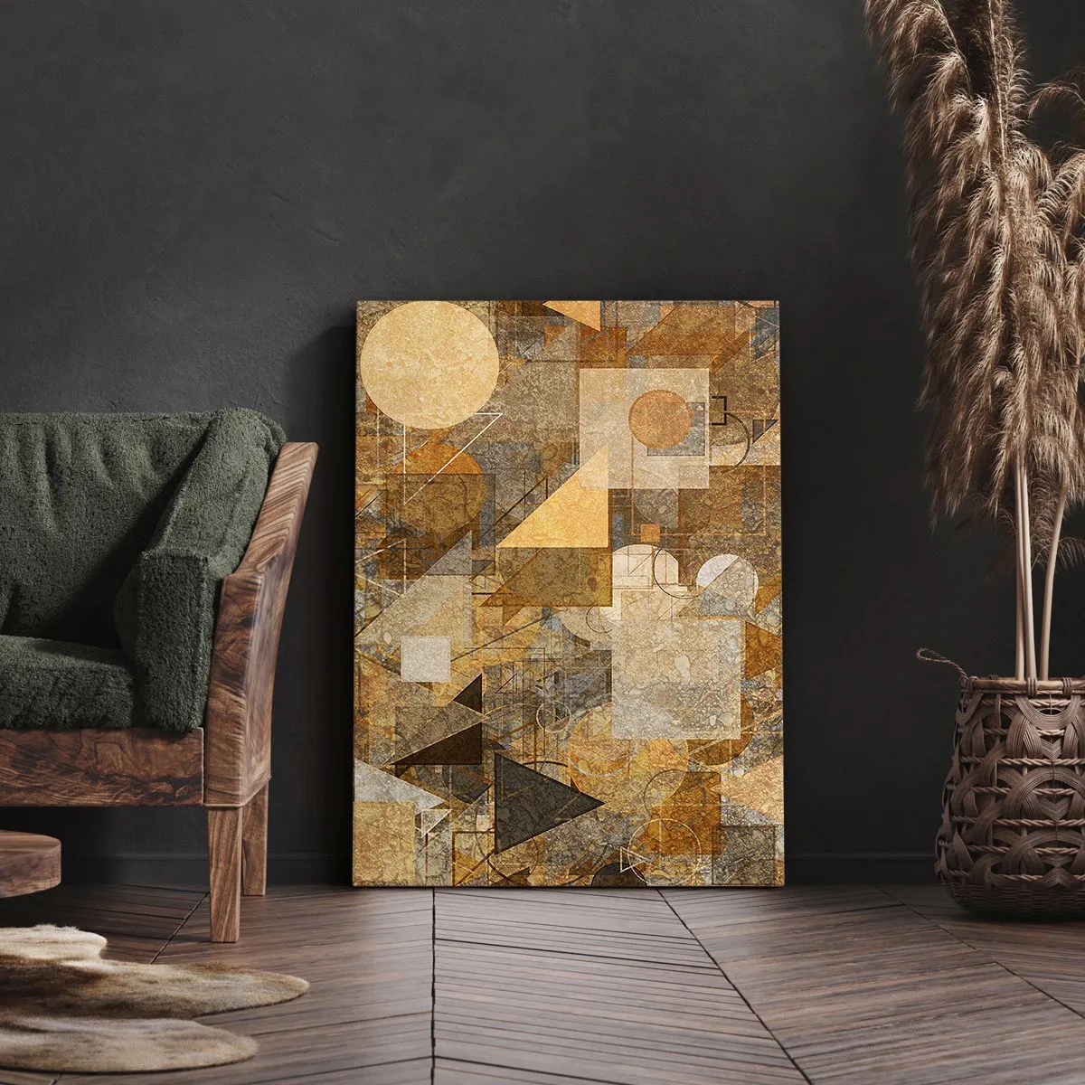 Bild auf Leinwand - Leinwandbild - Eine kubistische Studie aus Bronze - 65x120 cm