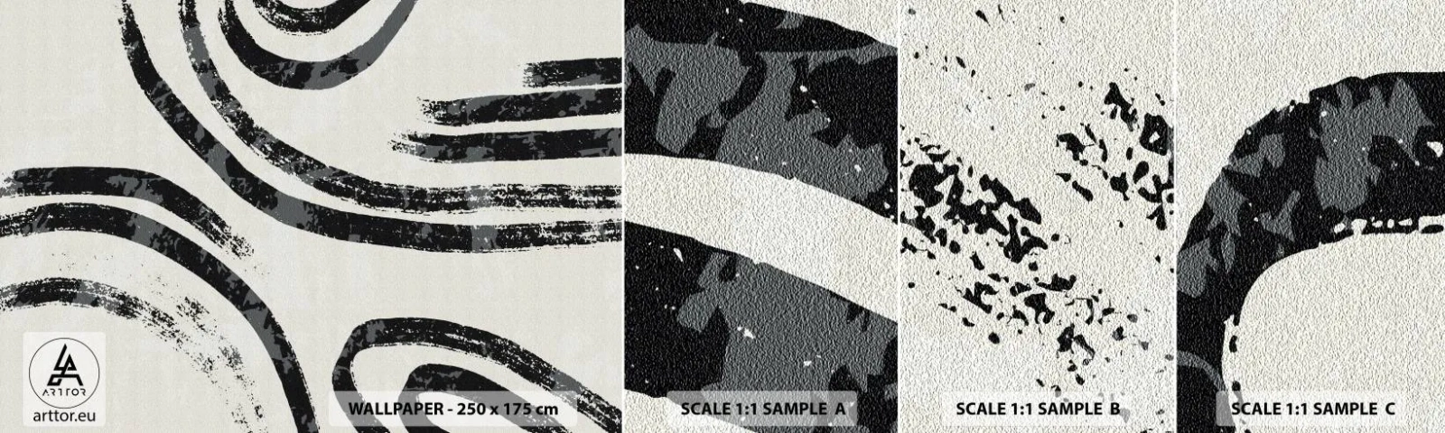 Fototapeten Muster Selbstklebend Deluxe Sticker - Bei Hälfte angehalten - Minimalismus, Striche, Boho - 100x30 cm