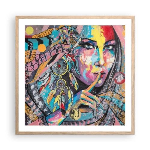 Poster in einem Rahmen aus heller Eiche - Sei still, bis du verstehst - 60x60 cm