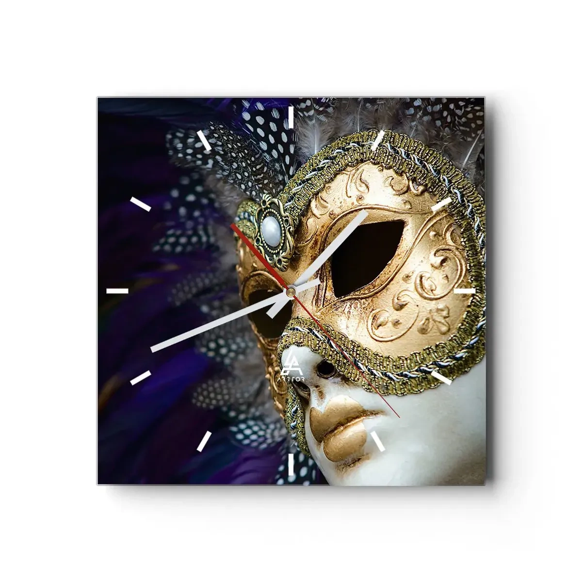 Wanduhr - Glasuhr - Venezianisches Porträt in Gold - 40x40 cm