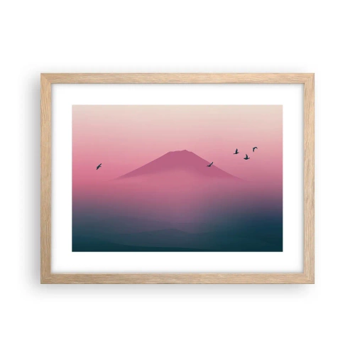 Poster in einem Rahmen aus heller Eiche - Wanderer über den Wolken - 40x30 cm