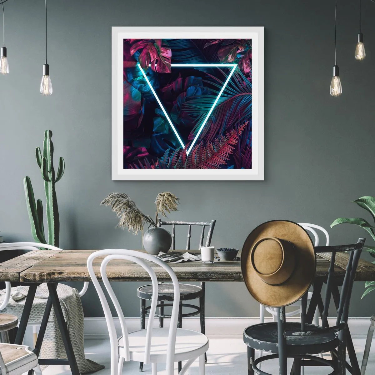 Poster in einem weißen Rahmen - Garten im Disco-Stil - 40x40 cm