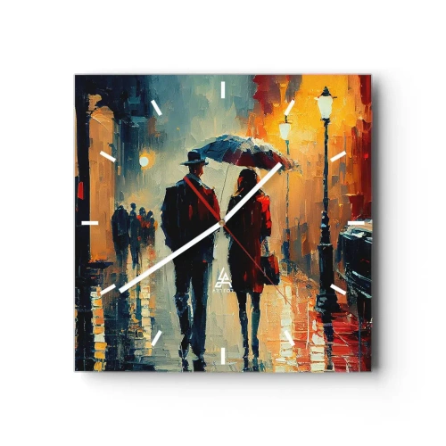 Wanduhr - Glasuhr - Urbane Liebesgeschichte - 40x40 cm