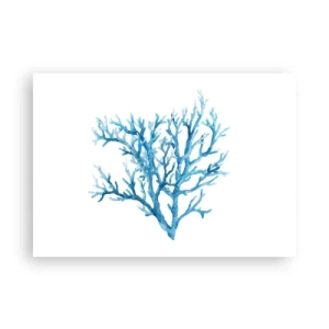 Poster - Blaue Koralle auf weißem Hintergrund mit minimalistischem Flair - 100x70cm - Nautisches Filigran - Moderne Wanddekoration für Wohnzimmer und Schlafzimmer ARTTOR
