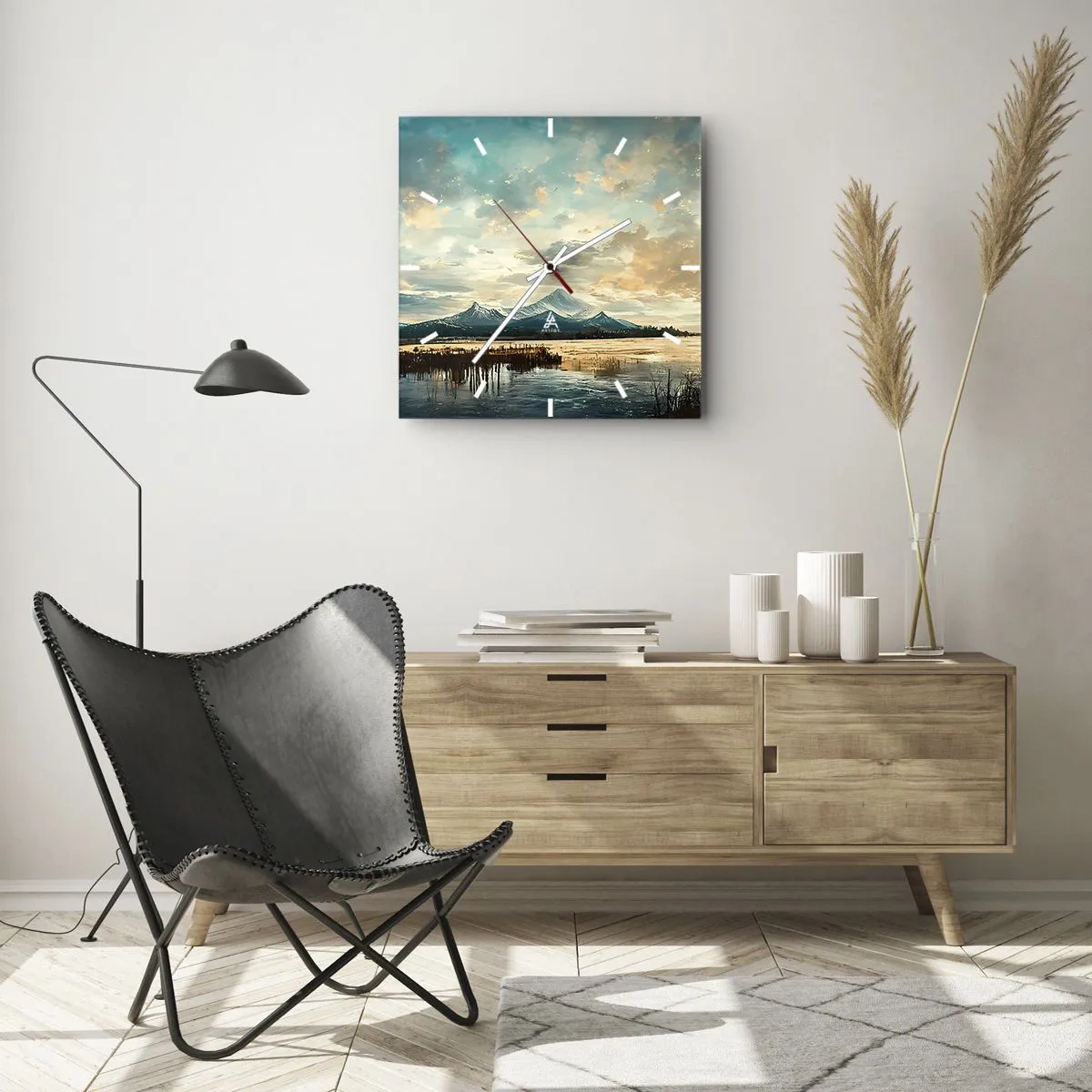 Wanduhr - Glasuhr - Unter dem Schutz des Himmels - 30x30 cm