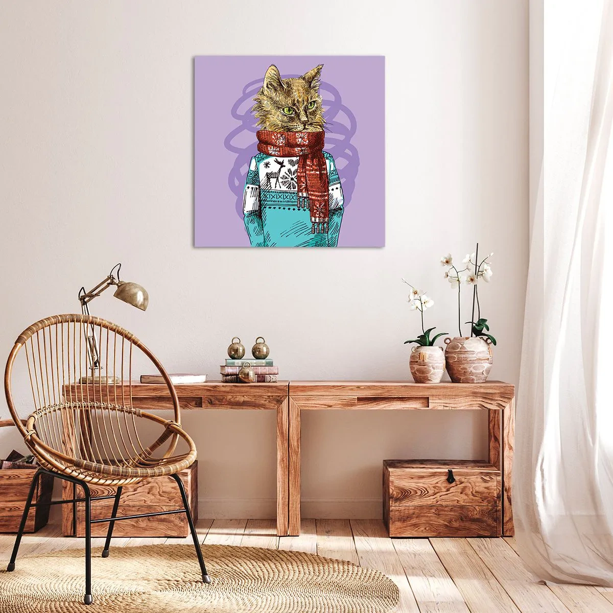 Bild auf Leinwand - Leinwandbild - Die Katze nicht nur in Schuhen - 70x70 cm