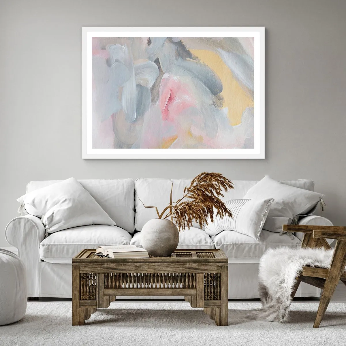 Poster in einem weißen Rahmen - In einer Pastellwelt - 30x30 cm