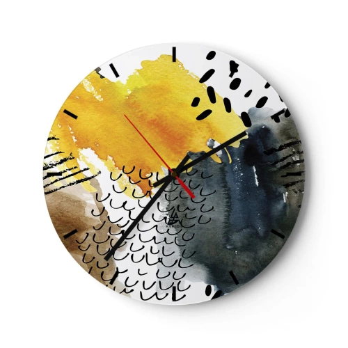 Wanduhr - Glasuhr - Ein Treffen der Elemente der Natur - 40x40 cm