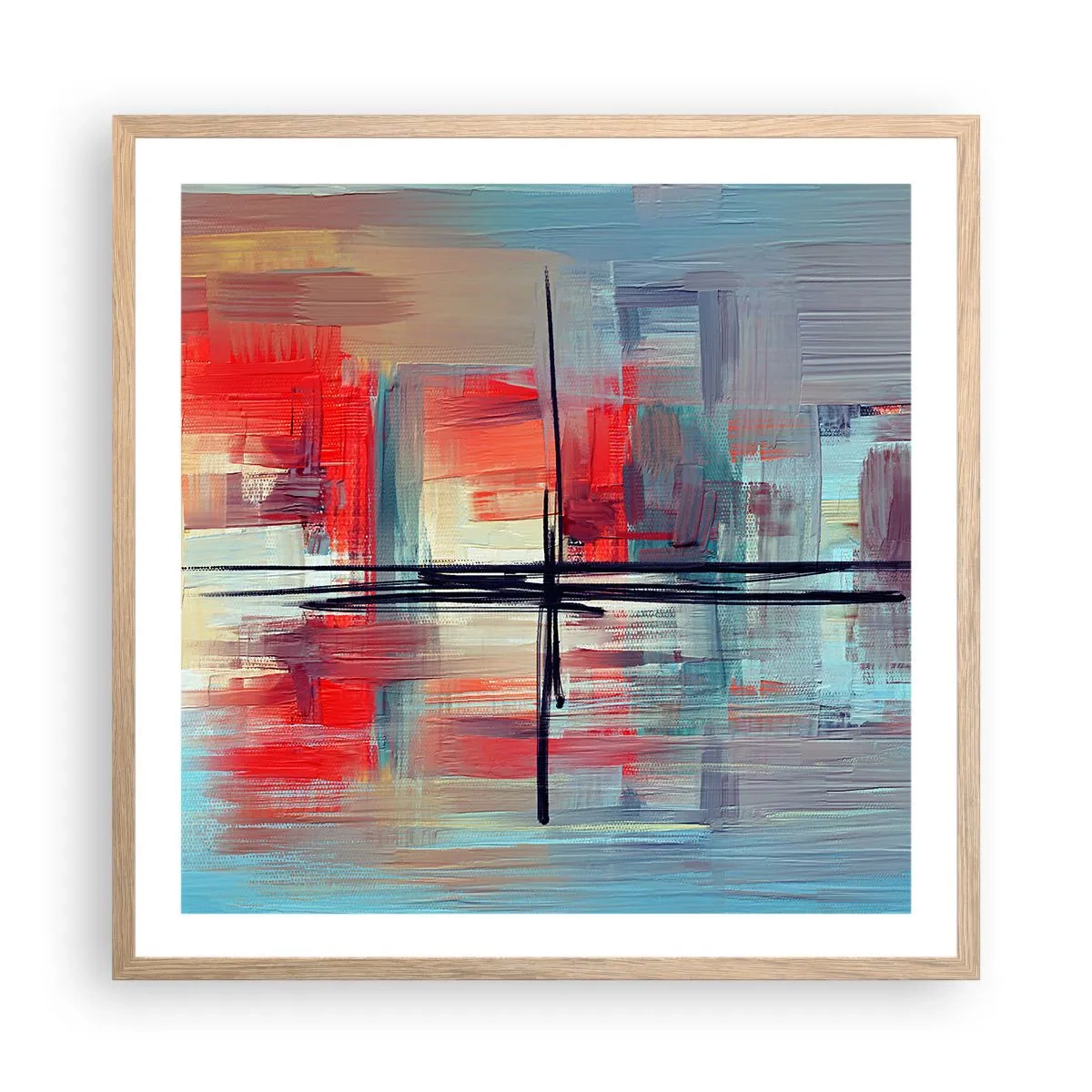 Poster in einem Rahmen aus heller Eiche - Landschaft in einer unbekannten Dimension - 60x60 cm