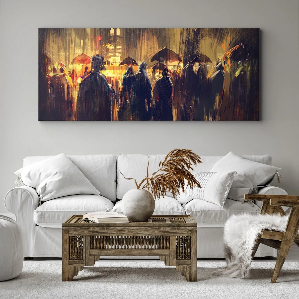 Bild auf Leinwand - Leinwandbild - Anhänger des Regens - 90x30 cm