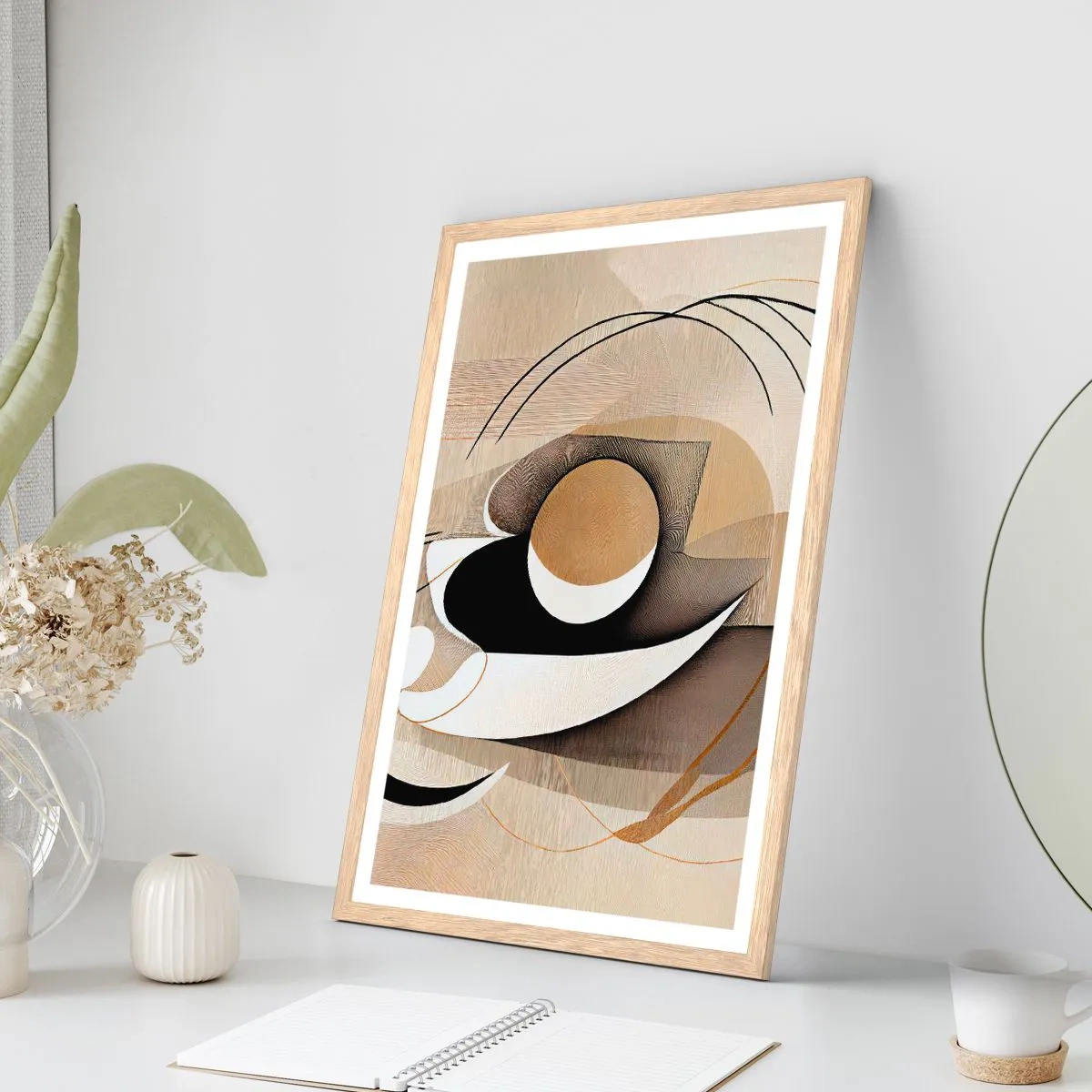 Poster in einem Rahmen aus heller Eiche - Komposition: die Essenz des Wortes - 30x40 cm