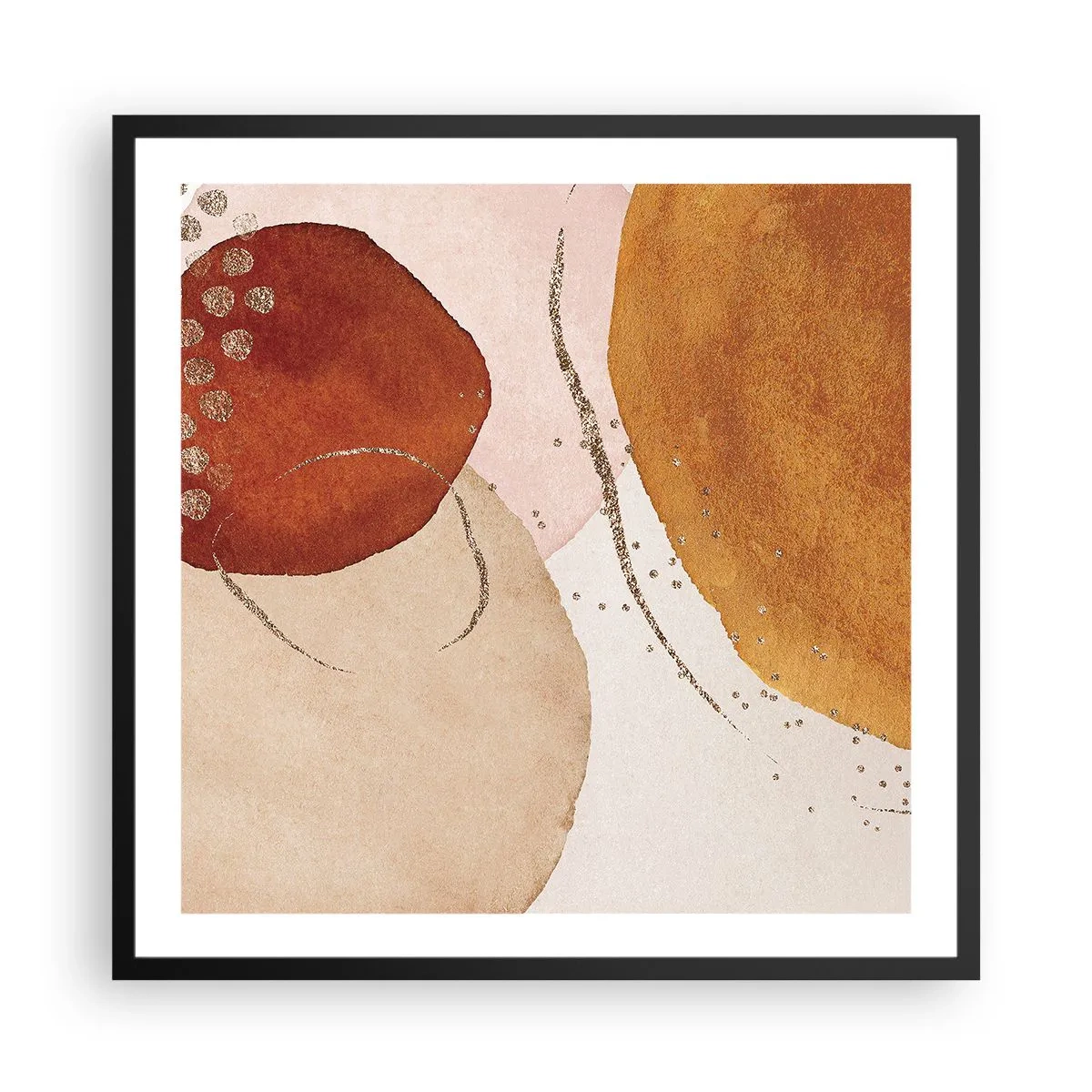 Poster in einem schwarzem Rahmen - Rundheit und Bewegung - 60x60 cm