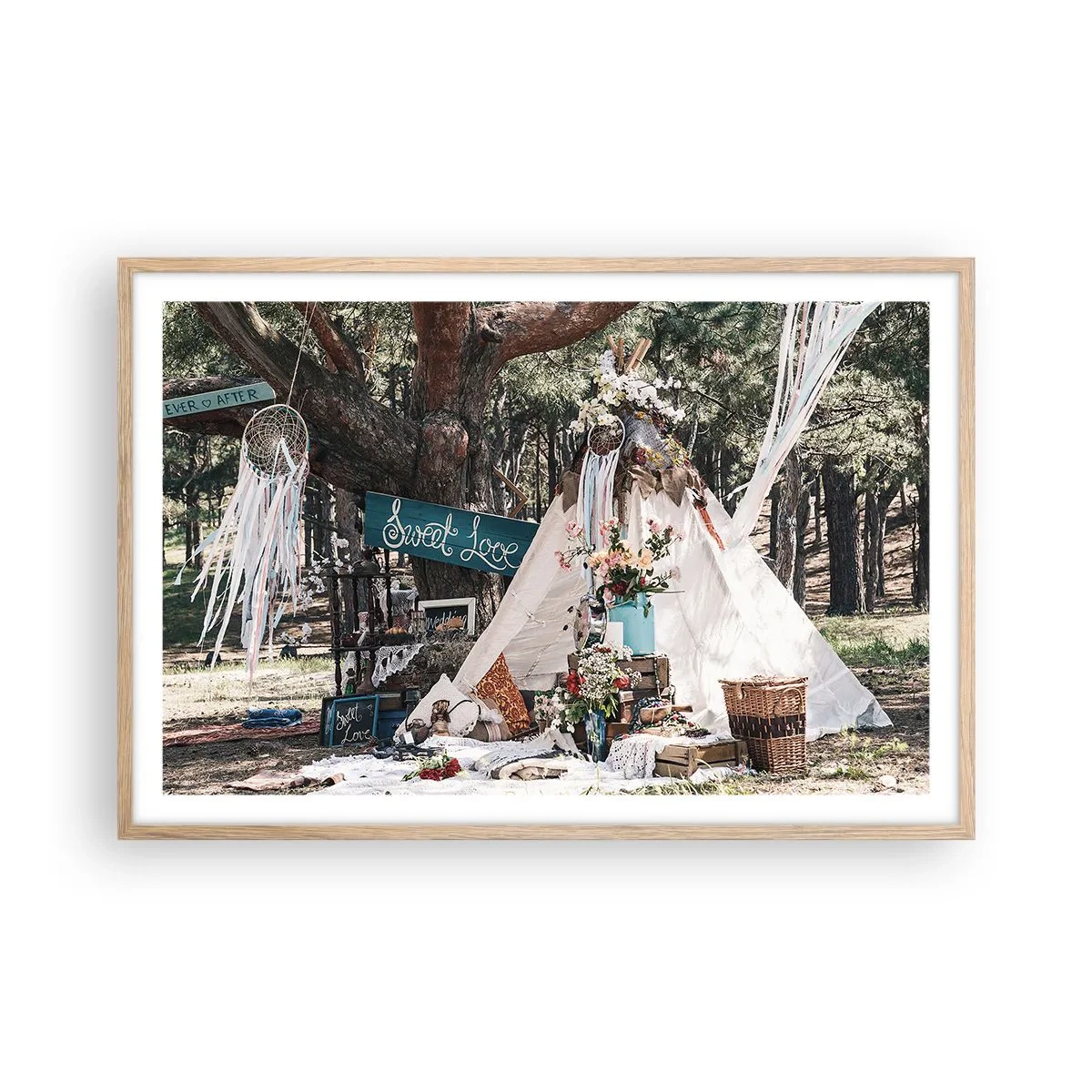 Poster in einem Rahmen aus heller Eiche - Liebe machen ... - 91x61 cm