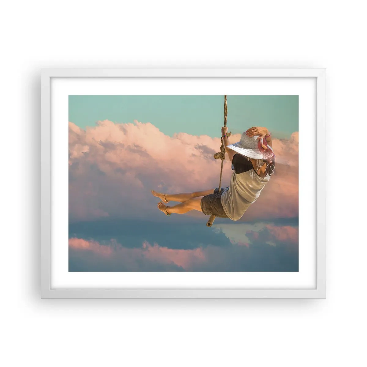 Poster in einem weißen Rahmen - Spaß in den Wolken - 50x40 cm