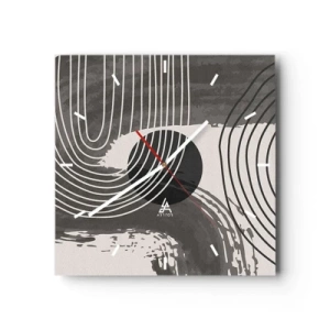 Wanduhr - Glasuhr - Geometrische Linien und Ovale in monochromen Farbtönen - 30x30cm - Oval gewinnt - Moderne Wanddekoration für Wohnzimmer und Schlafzimmer ARTTOR