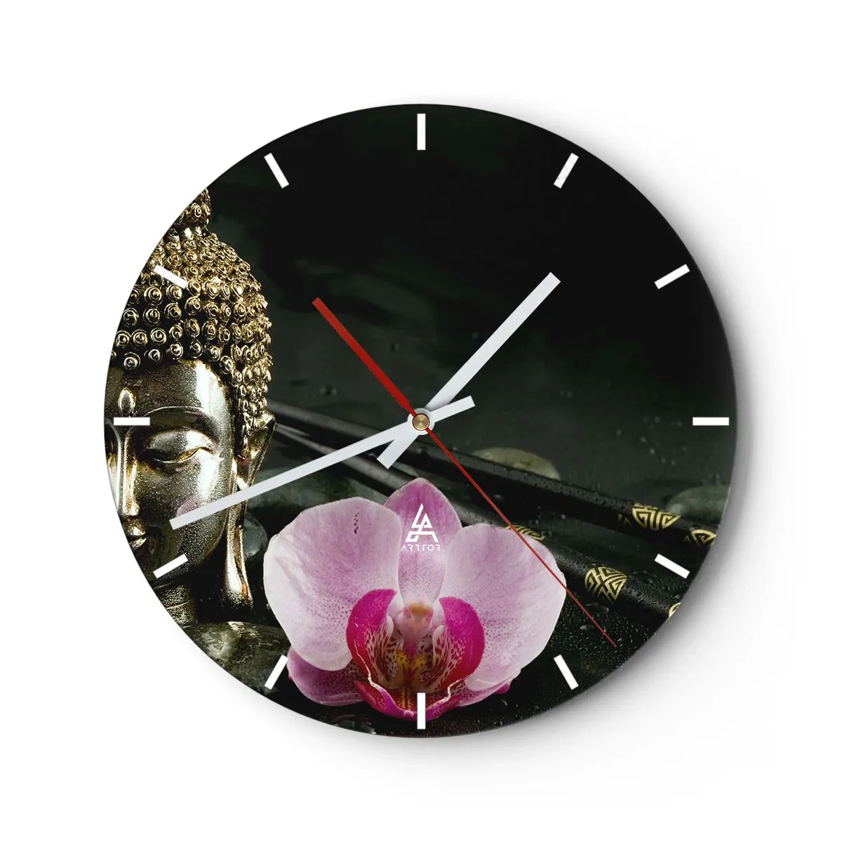 Wanduhr - Glasuhr - Harmonie von Weisheit und Schönheit - 40x40 cm