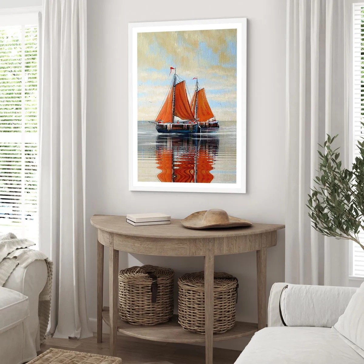 Poster in einem weißen Rahmen - Hey, Segel, Matrose ... - 70x100 cm