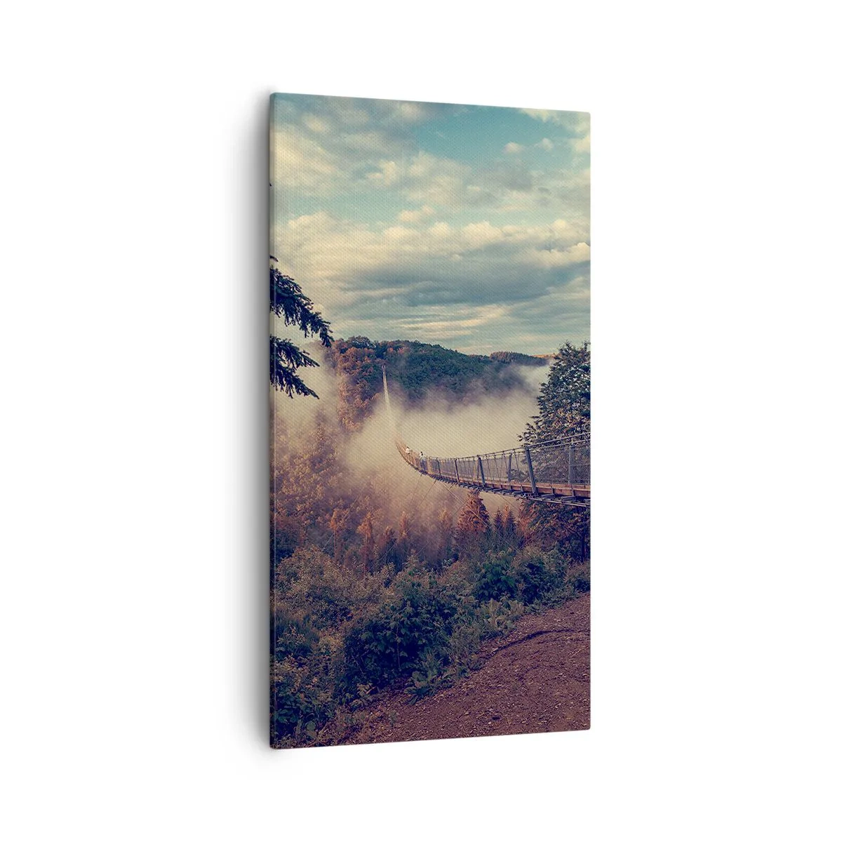 Bild auf Leinwand - Leinwandbild - Über dem Herbstwald - 55x100 cm