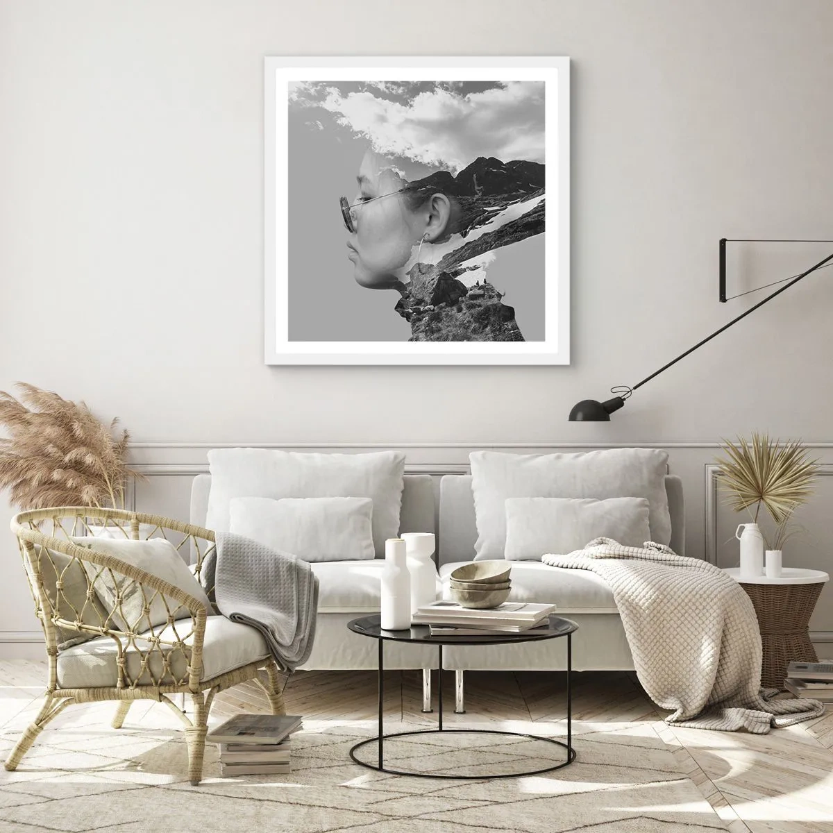 Poster in einem weißen Rahmen - Top und bewölktes Porträt - 40x40 cm