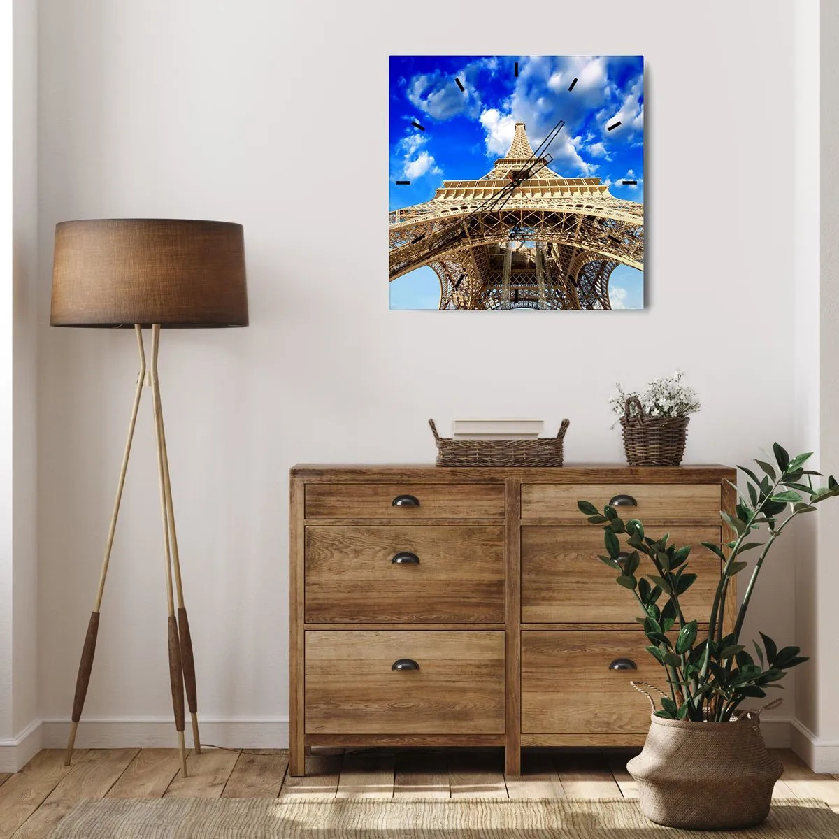 Wanduhr - Glasuhr - In den Himmel und in die Wolken gehen - 40x40 cm