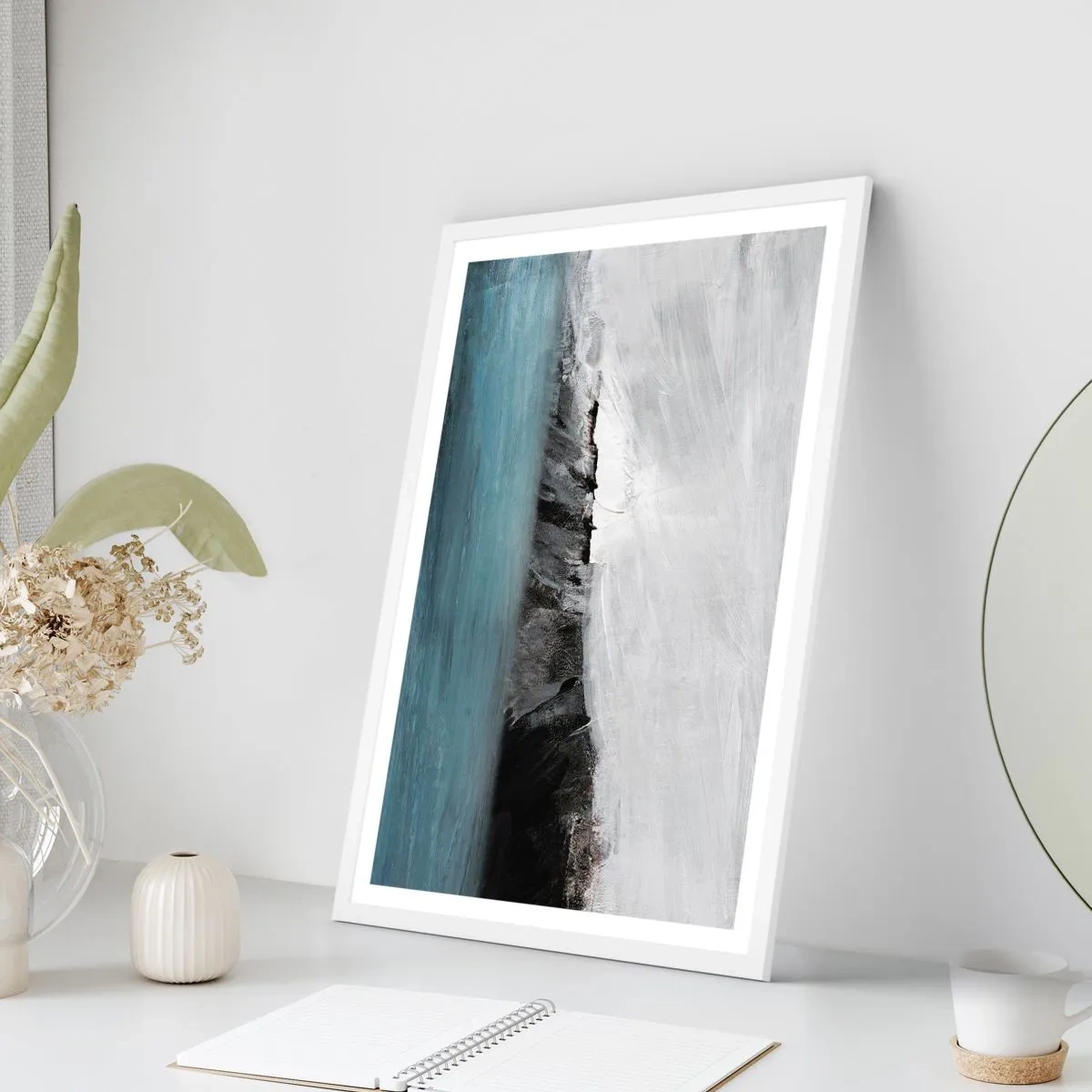 Poster in einem weißen Rahmen - Wasser – Erde: Kampf der Naturelemente - 30x40 cm