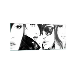 Glasbild - Bild auf glas - Stilvolle Frauenporträts in monochromen Tönen - 120x50cm - Schönheit multipliziert - Moderne Wanddekoration für Wohnzimmer und Schlafzimmer ARTTOR