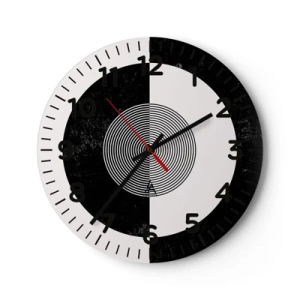 Wanduhr - Glasuhr - Harmonie in Schwarz und Weiß - 30x30 cm