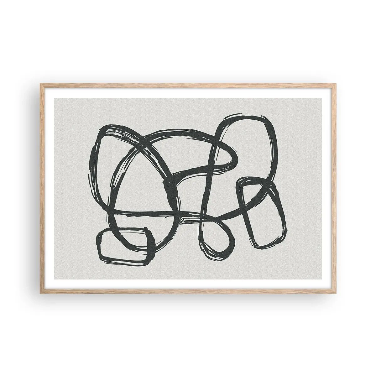 Poster in einem Rahmen aus heller Eiche - Schleifenabstraktion - 100x70 cm