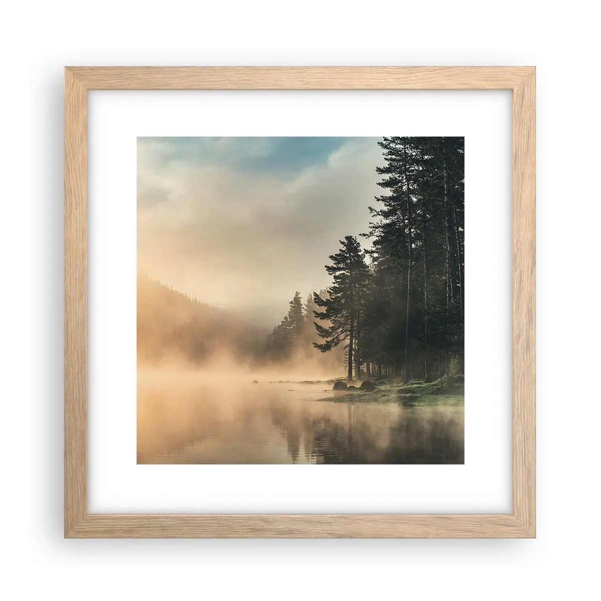 Poster in einem Rahmen aus heller Eiche - Die Geburt des Tages - 30x30 cm