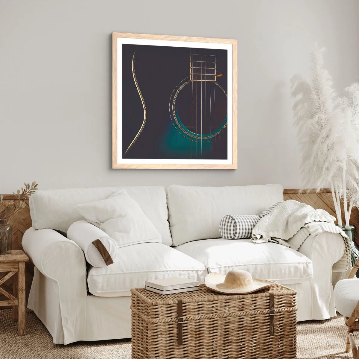 Poster in einem Rahmen aus heller Eiche - Einen Moment bevor es ertönt - 30x30 cm