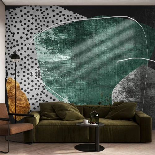 Fototapete Premium Sand - Bunte Abstraktion mit Blattgold - Abstraktion, Textur, Collage - 500x350 cm