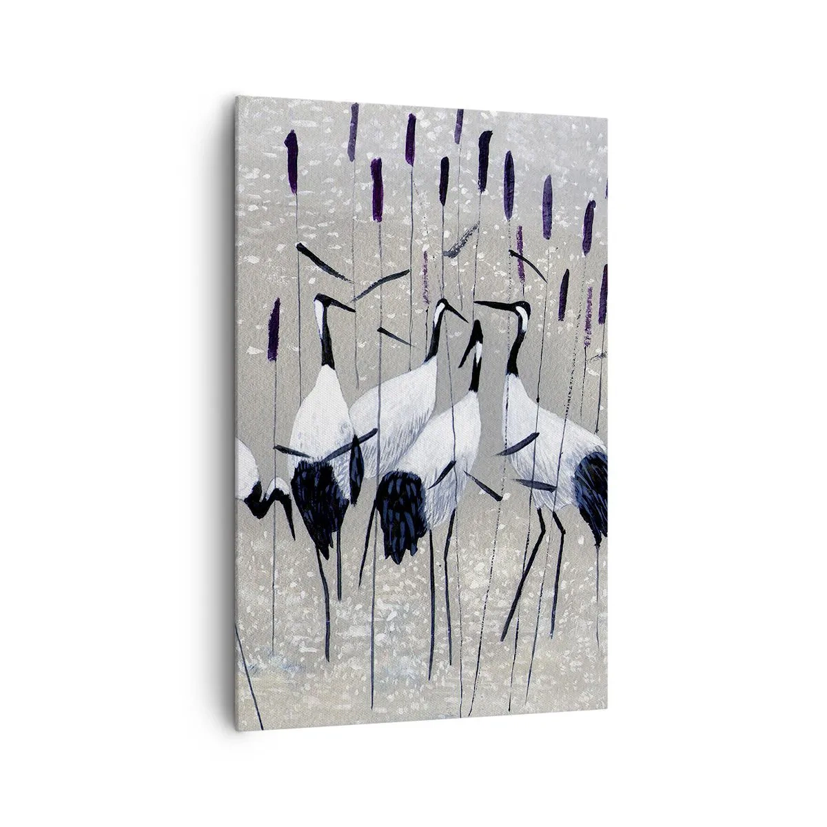 Bild auf Leinwand - Leinwandbild - Reiher im Gras vor einem friedlichen Hintergrund - 80x120cm - Unter ihren eigenen - Moderne Wanddekoration für Wohnzimmer und Schlafzimmer ARTTOR