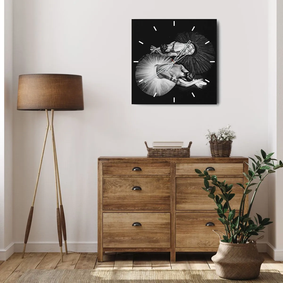 Wanduhr - Glasuhr - Jin und Jang – perfekte Balance - 30x30 cm