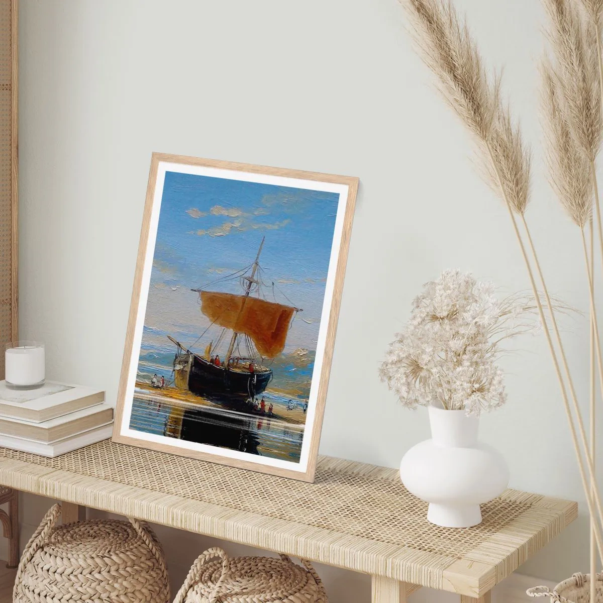 Poster in einem Rahmen aus heller Eiche - Wasser, Land, Luft - 40x50 cm