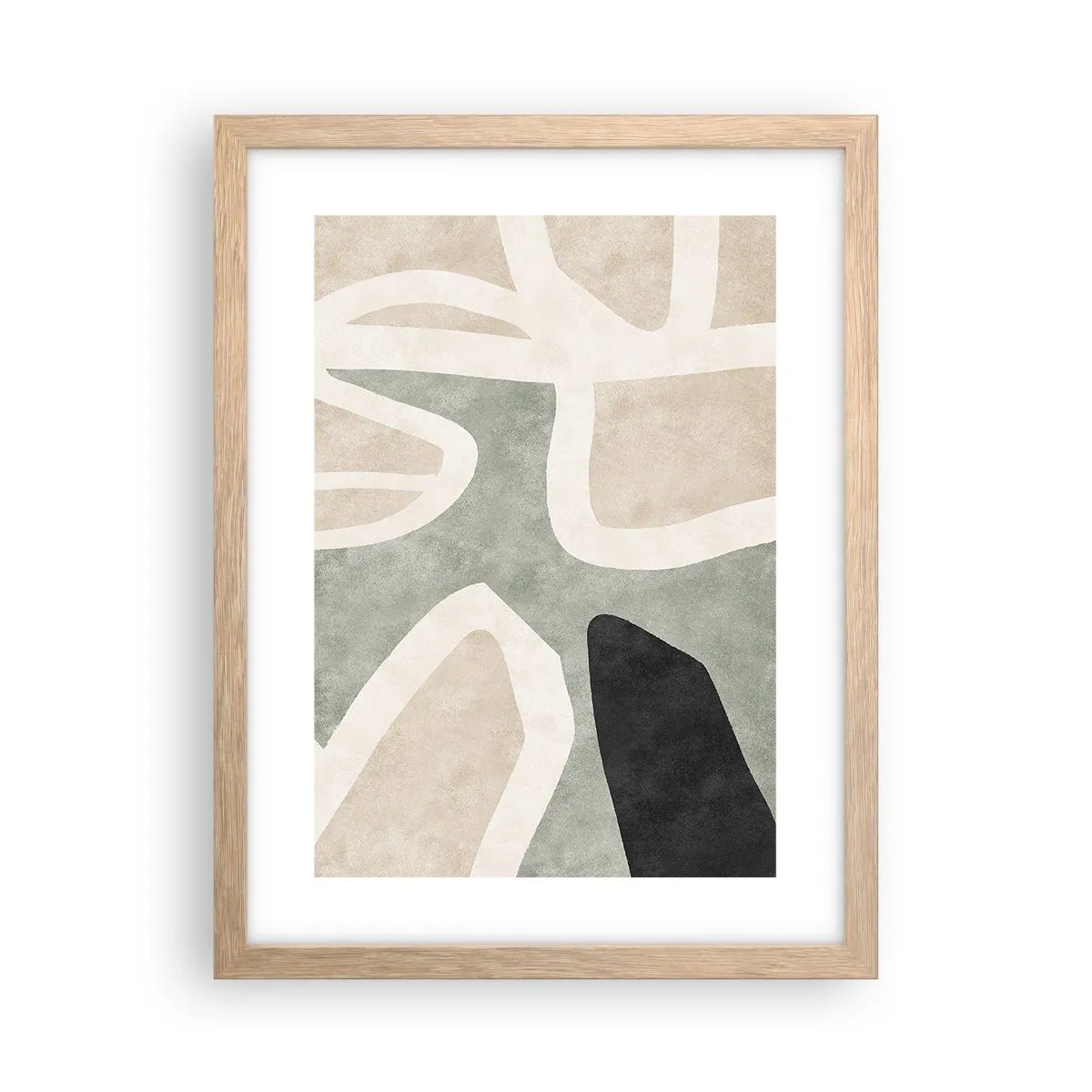 Poster in einem Rahmen aus heller Eiche - Komposition mit schwarzem Motiv - 30x40 cm