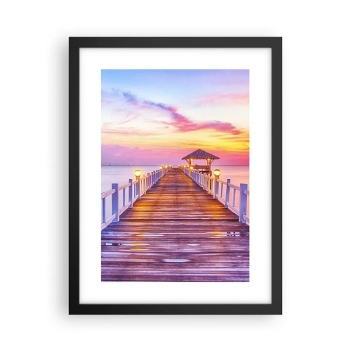 Poster in einem schwarzem Rahmen - Die lila-goldene Stille des Abends - 30x40 cm