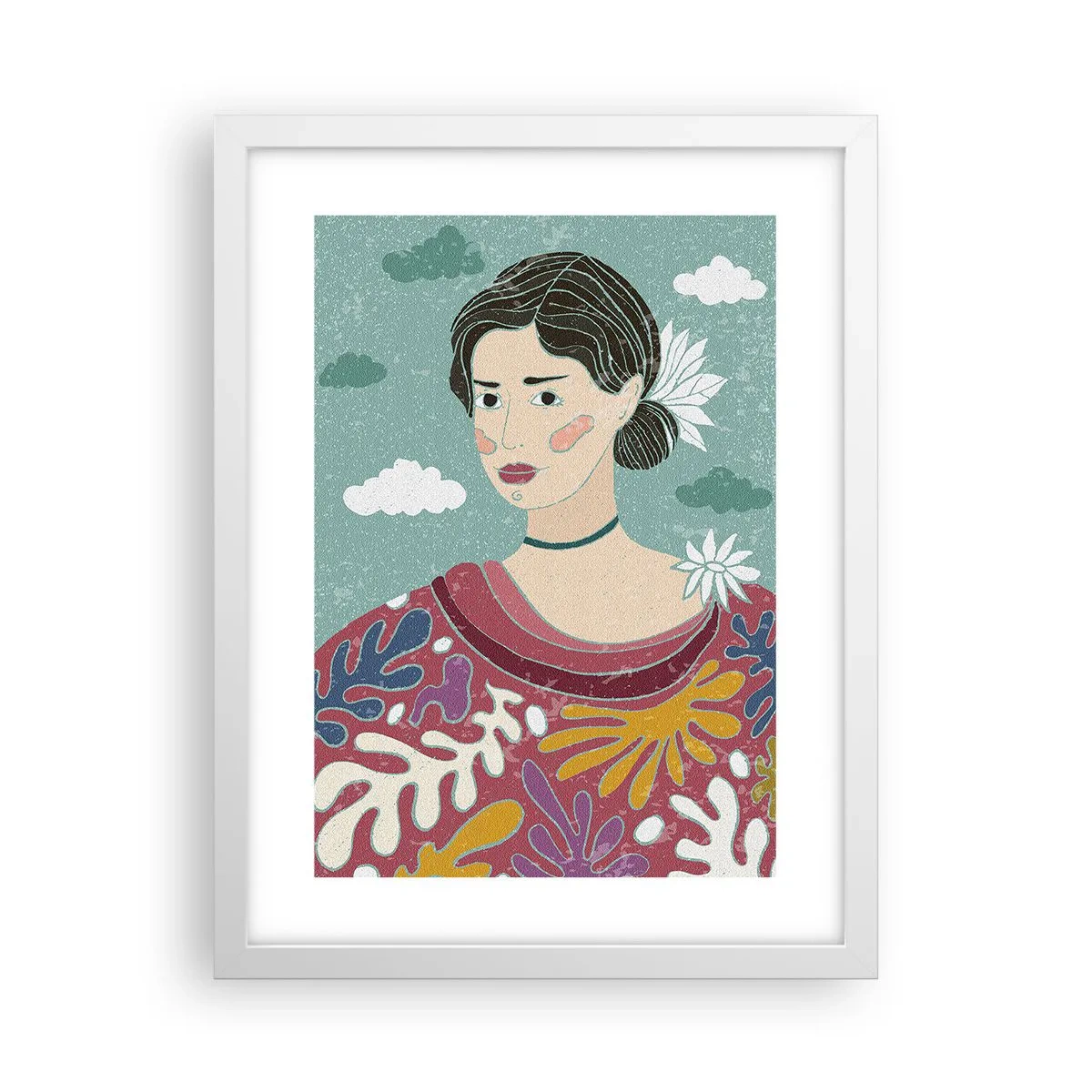 Poster in einem weißen Rahmen - Mit Melancholie im Blick - 30x40 cm