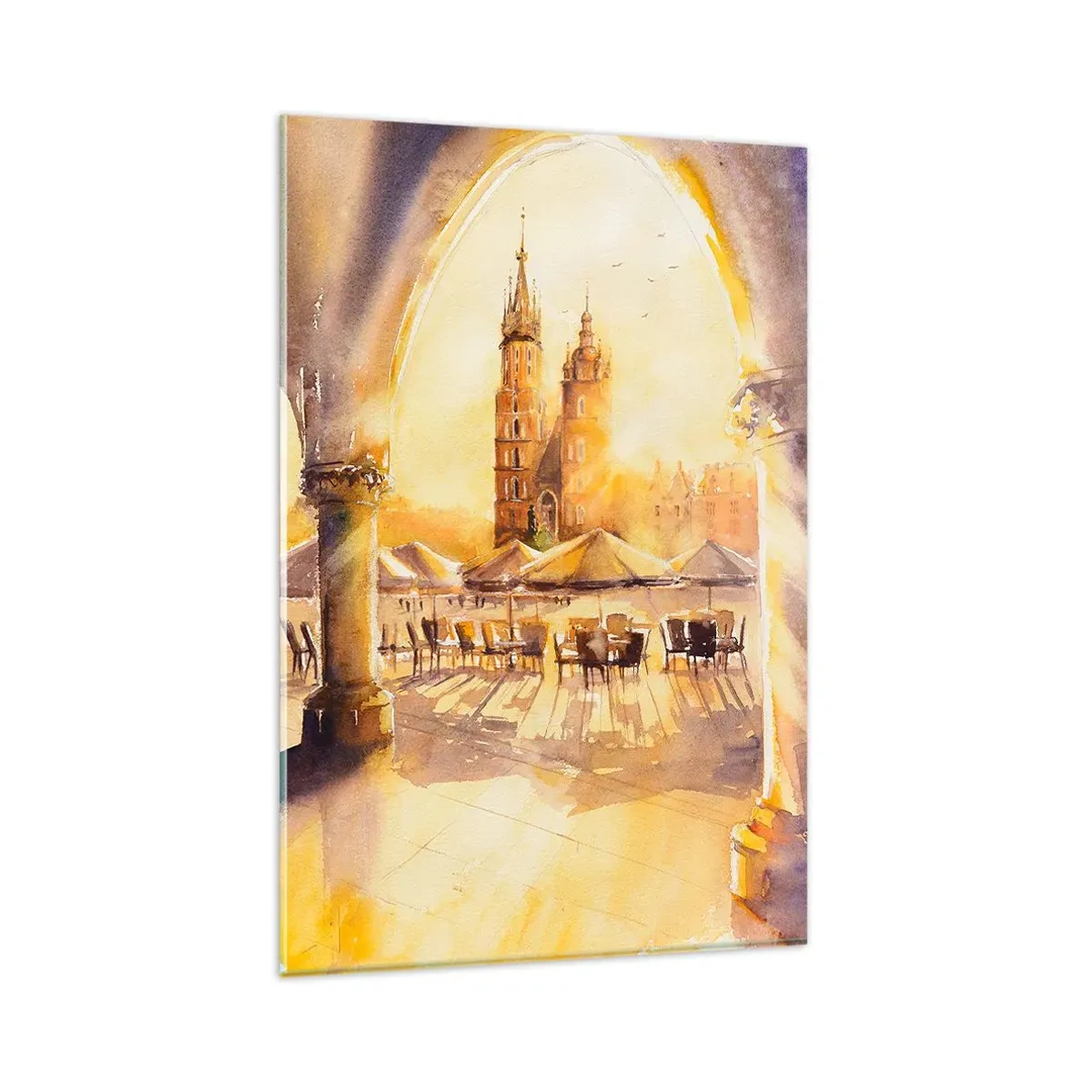 Glasbild - Bild auf glas - Östlich über dem Krakauer Marktplatz - 80x120 cm