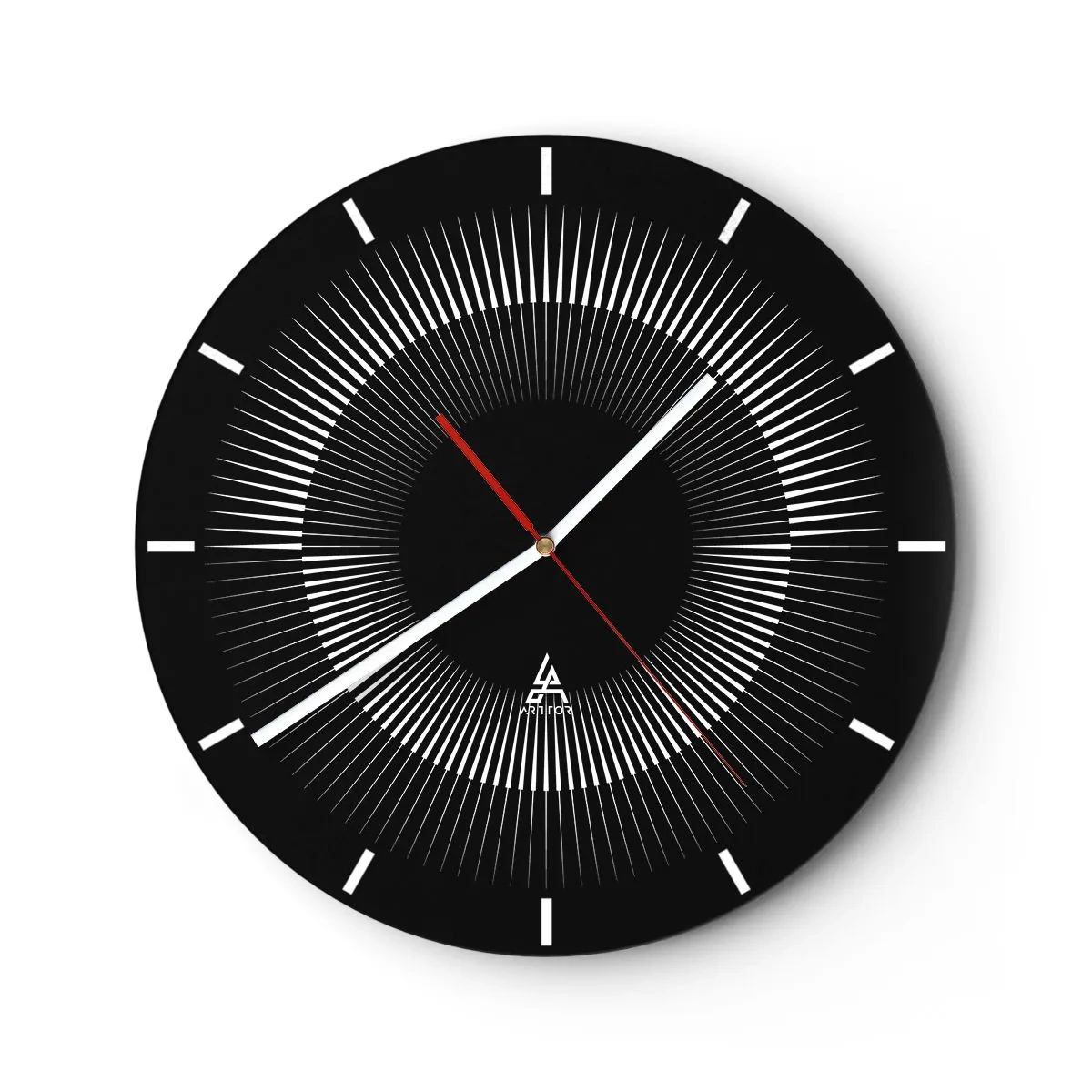 Wanduhr - Glasuhr - Schwarze Sonne - 40x40 cm
