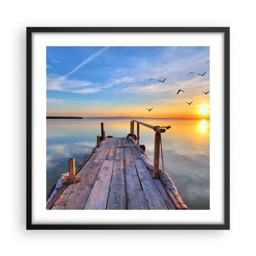 Poster in einem schwarzem Rahmen - Lauf direkt der Sonne entgegen - 50x50 cm