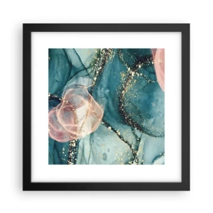 Poster in einem schwarzem Rahmen - Seidenblau, Tüllrosa - 30x30 cm