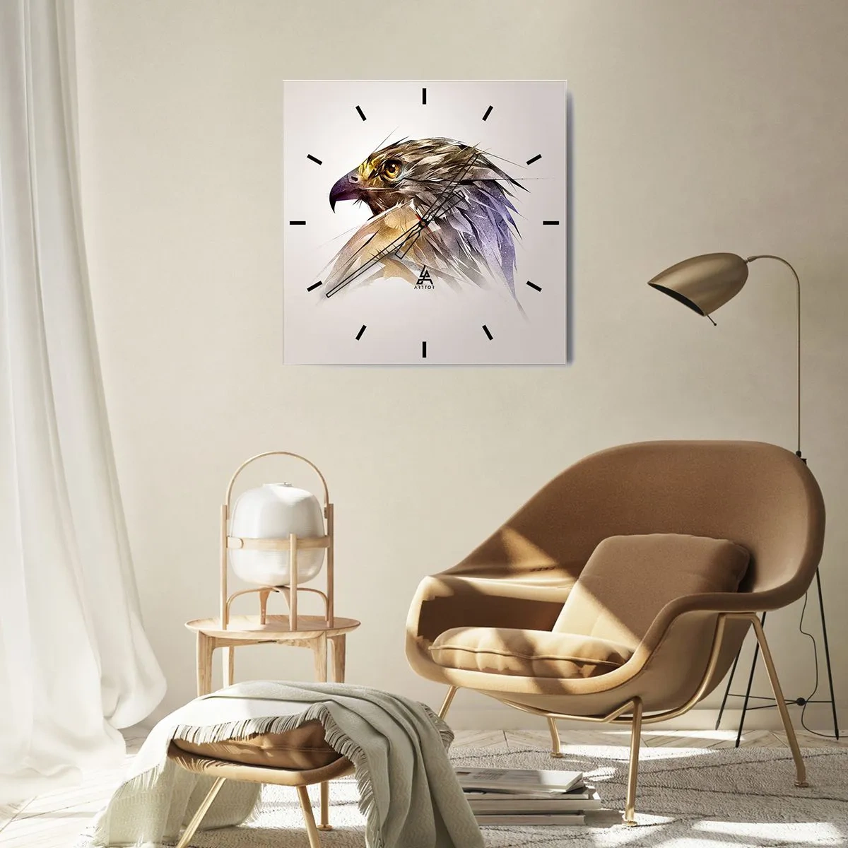 Wanduhr - Glasuhr - Porträt eines Kriegers - 30x30 cm