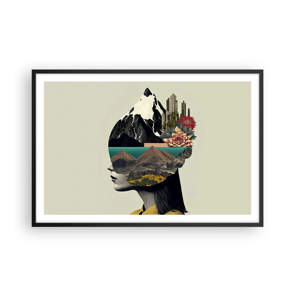 Poster in einem schwarzem Rahmen - Frau – bleibt immer ein Geheimnis - 91x61 cm